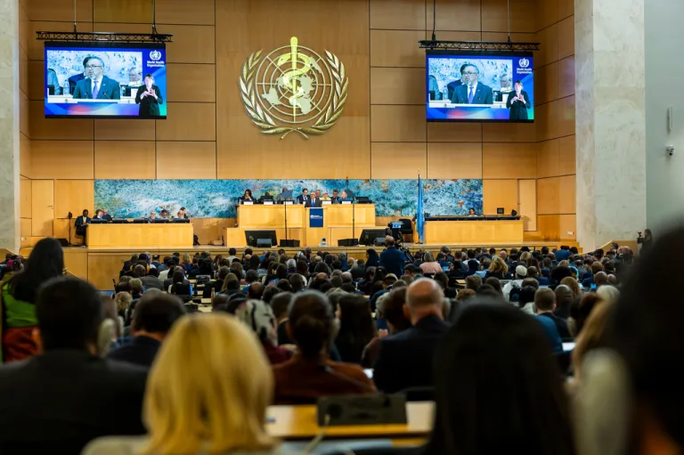 Tedros Adhanom Ghebreyesus, Director General of the World Health Organization (WHO) delivers his statement during the opening of the 79th World Health Assembly (WHA79) at the European headquarters of the United Nations, in Geneva, Switzerland, Monday, May 18, 2026.