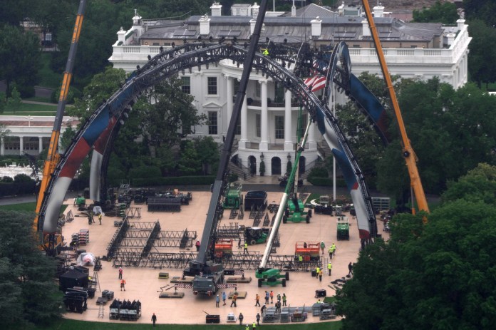 UFC fighting ring on the South Lawn of the White House