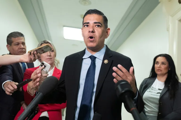 Robert Garcia, D-Calif., House Oversight and Government Reform Committee ranking member, speaks to reporters.
