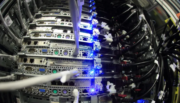 Servers connected in the new German Telekom AG datacenter in Biere, Germany.