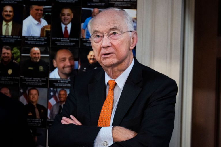 Former Sen. Phil Gramm, R-Texas, is seen before Treasury Secretary Janet Yellen testified during the Ways and Means Committee hearing on the Proposed Fiscal Year 2023 Budget, in Longworth Building on Wednesday, June 8, 2022. (Tom Williams/CQ-Roll Call, Inc via Getty Images/)