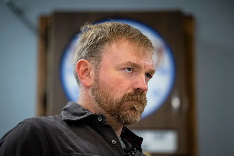 Senate candidate from Maine Graham Platner during a campaign event with the Maine AFL-CIO, on May 1, 2026 in Portland, Maine. Platner, an oyster farmer by trade, is now the presumptive Democratic nominee before the Maine Primary election in June, after his chief rival Maine Governor Janet Mills (not-pictured) recently suspended her campaign. (Photo by Graeme Sloan/Getty Images)