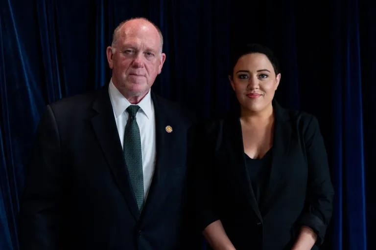 White House border czar Tom Homan (left) and Washington Examiner homeland security reporter Anna Giaritelli (right) (Graeme Jennings / Washington Examiner)