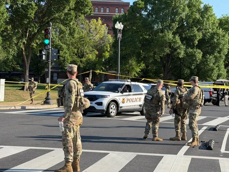 Police on the scene of an officer-involved shooting on 15th St and Jefferson Dr SW in Washington, D.C.