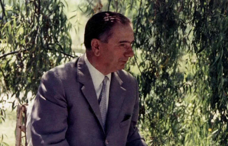 Albania's leader Enver Hoxha in Drilon, Albania, in 1984. (AP Photo)