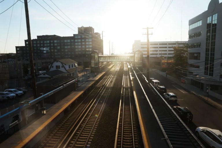 4 of 8 | Tracks are empty at Mineola train station as Long Island Rail Road workers enter the third day of their strike, Monday, May 18, 2026, in Mineola, N.Y. (AP Photo/Heather Khalifa)