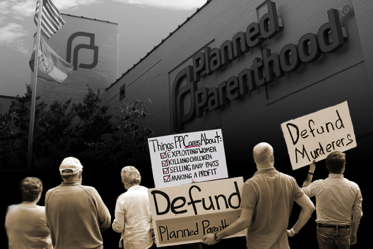 Demonstrators (AP Photo/Jim Mone), Planned Parenthood building