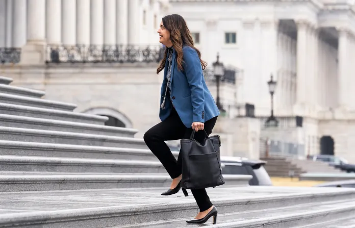 Rep. Stephanie Bice (R-OK) is seen on the House steps of the U.S. Capitol on Dec. 6, 2022. (Tom Williams/CQ Roll Call via AP)