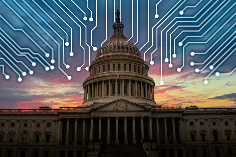 Artificial intelligence regulations depicted with U.S. Capitol Building