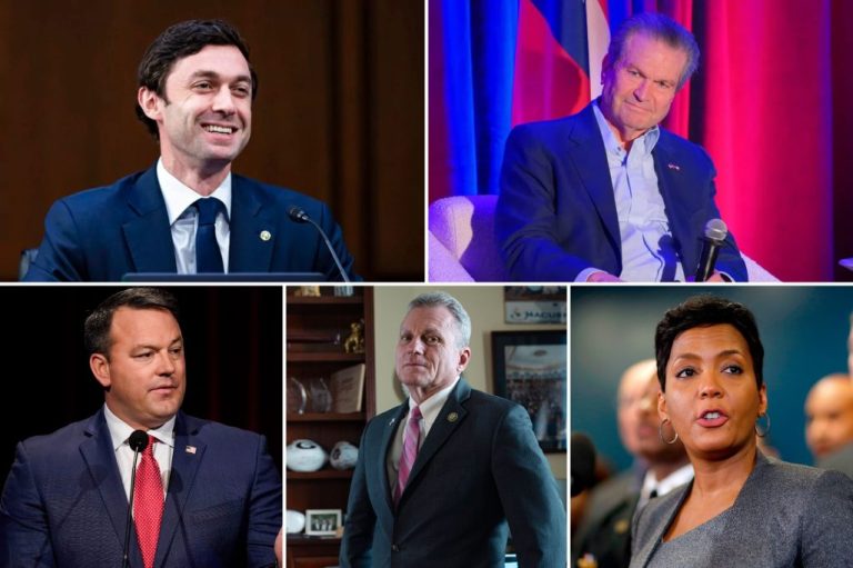 Sen. Jon Ossoff; Rick Jackson; Lt. Gov. Burt Jones; Rep. Buddy Carter; Keisha Lance Bottoms