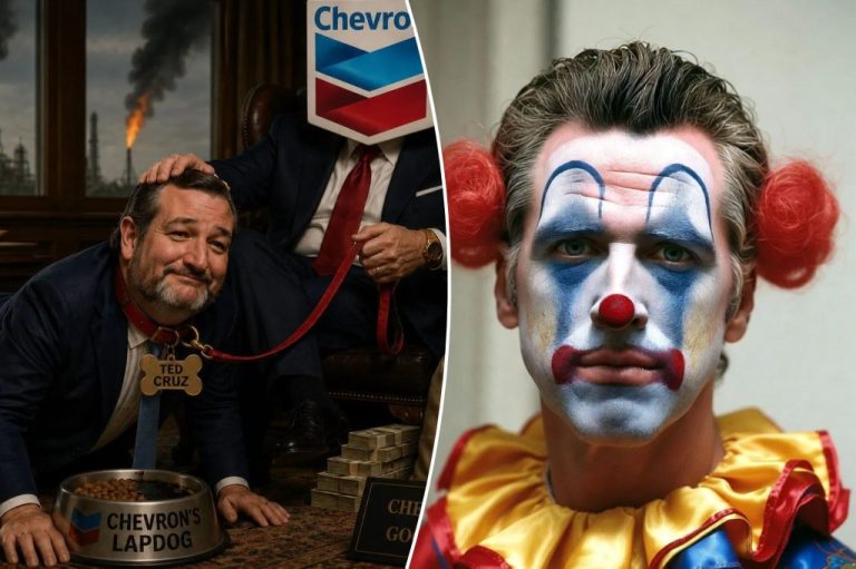 Ted Cruz and Gavin Newsom AI collage