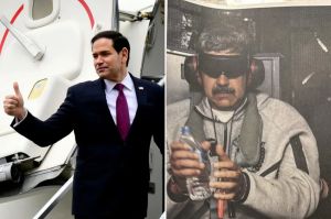 Rubio wears Nike tracksuit aboard Air Force One in parody of Maduro capture