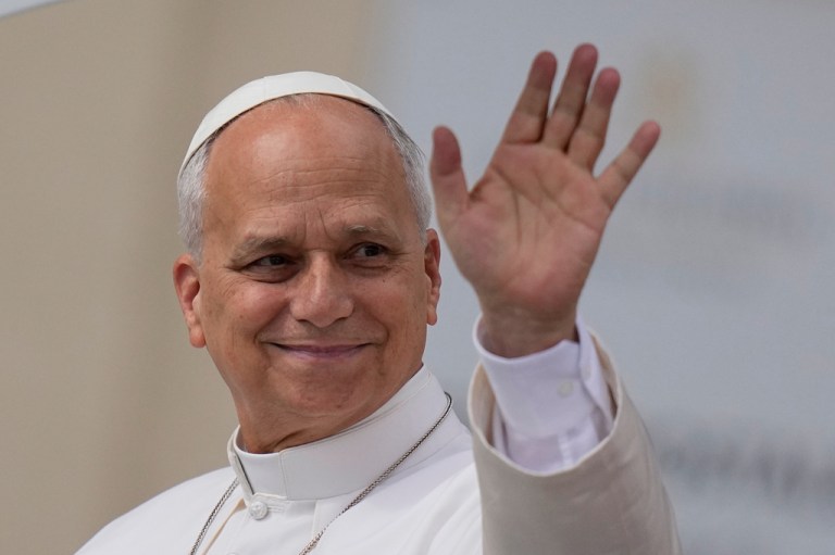 Pope Leo XIV arrives for his weekly general audience in St. Peter's Square, at the Vatican.