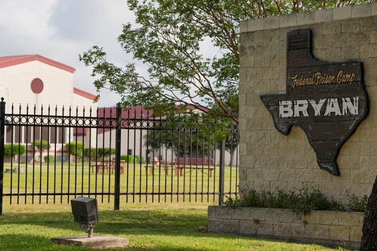Federal Prison Camp, Bryan is seen Wednesday, Aug. 6, 2025, in Bryan, Texas. (AP Photo/David J. Phillip)