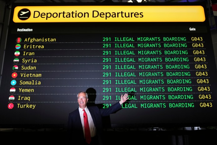 Nigel Farage departure boards