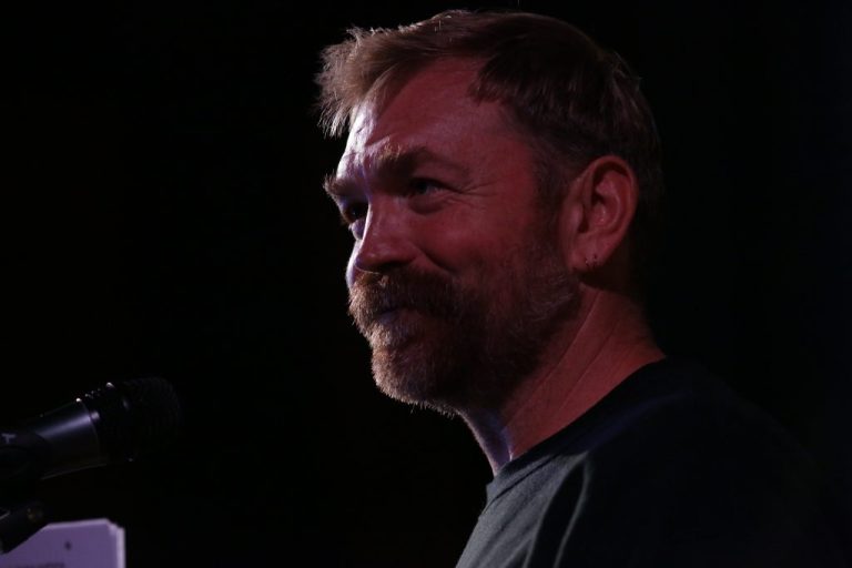 Democratic Maine Senate candidate Graham Platner speaks at a town hall in Ogunquit, Maine, Wednesday, Oct. 22, 2025. (AP Photo/Caleb Jones)