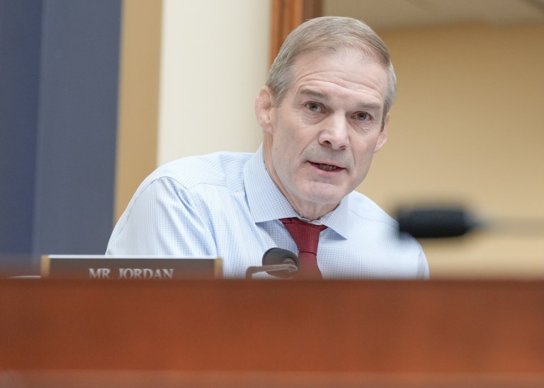 Rep. Jim Jordan, R-Ohio, asks question during a House Judiciary subcommittee hearing on public funds abuse on Capitol Hill, Wednesday, Jan. 21, 2026, in Washington. (AP Photo/Mariam Zuhaib)