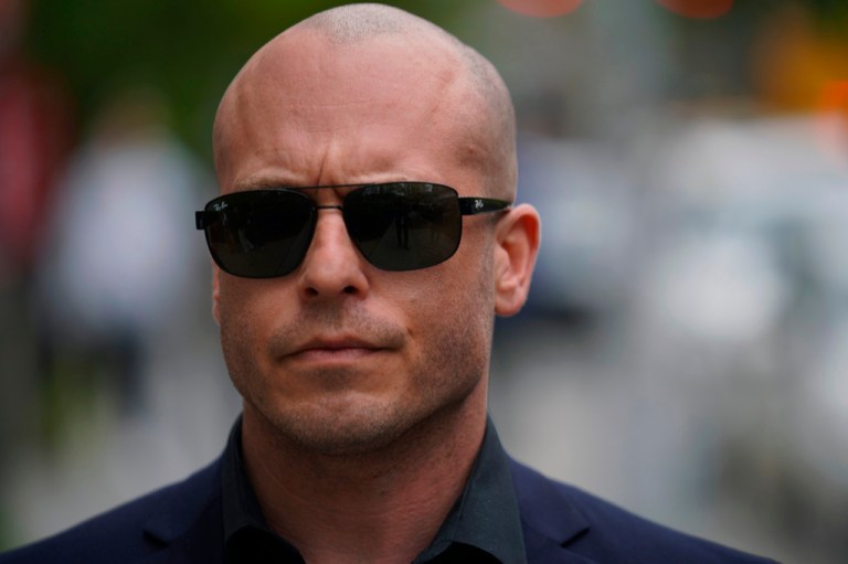 Gannon Ken Van Dyke leaves a federal court building in New York on Tuesday, April 28, 2026. (AP Photo/Ryan Murphy)