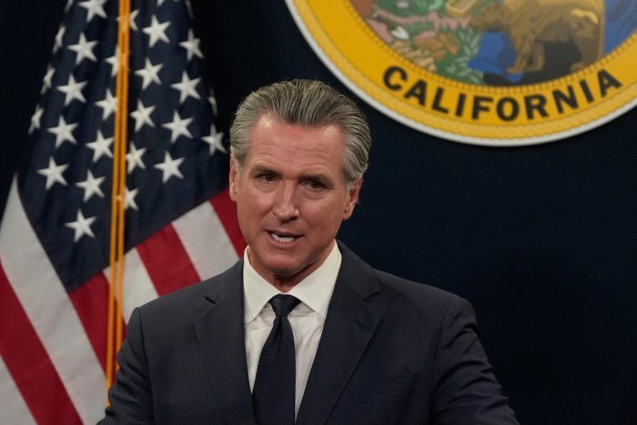 Governor Gavin Newsom speaks about his state budget proposal Thursday, May 14, 2026, in Sacramento, Calif. (AP Photo/Jeff Chiu)