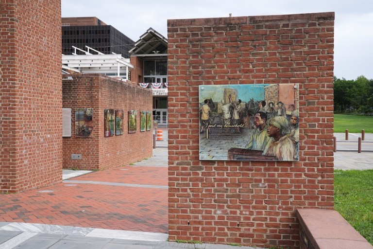 FILE - An informational panel is seen at President's House Site on Aug. 19, 2025, in Philadelphia. (AP Photo/Matt Rourke, File)