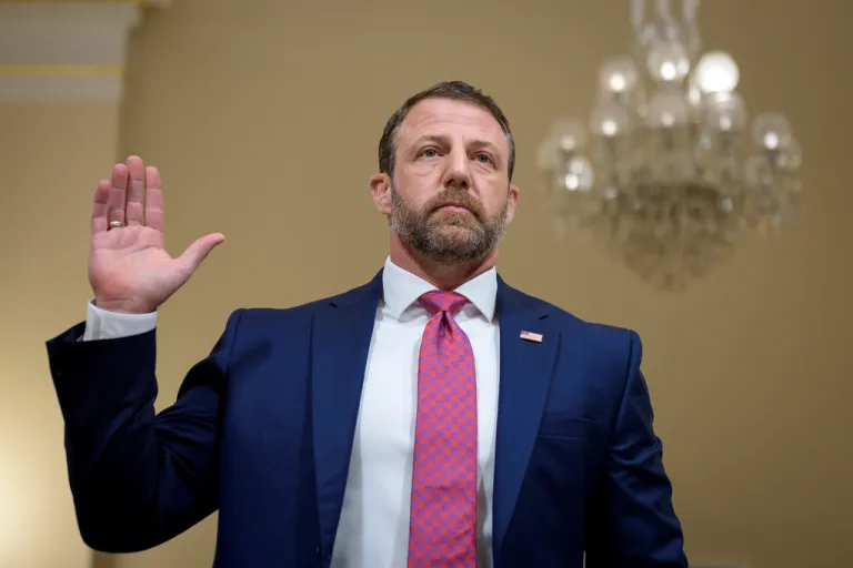 Homeland Security Secretary Markwayne Mullin is sworn in to testify before the House Committee on Homeland Security during a hearing on the Fiscal 2027 budget request for the Department of Homeland Security, in Washington, Wednesday, June 3, 2026. (AP Photo/Cliff Owen)