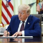 Trump makes a splash with Oval Office chart comparing reflecting pool to skyscrapers