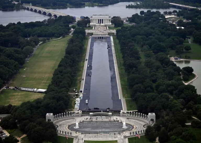 The Lincoln Memorial reflecting pool on June 6, 2026.