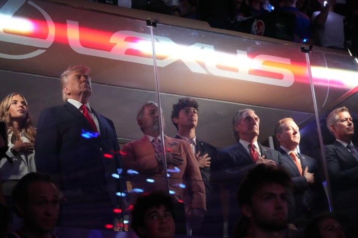 Trump hosts Lee Zeldin and Dan Scavino in presidential suite for NBA Finals