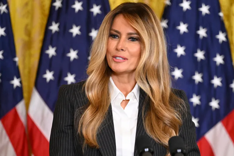 First lady Melania Trump addresses the Inaugural Presidential AI Challenge National Champion Awards Ceremony at the White House on June 9, 2026.