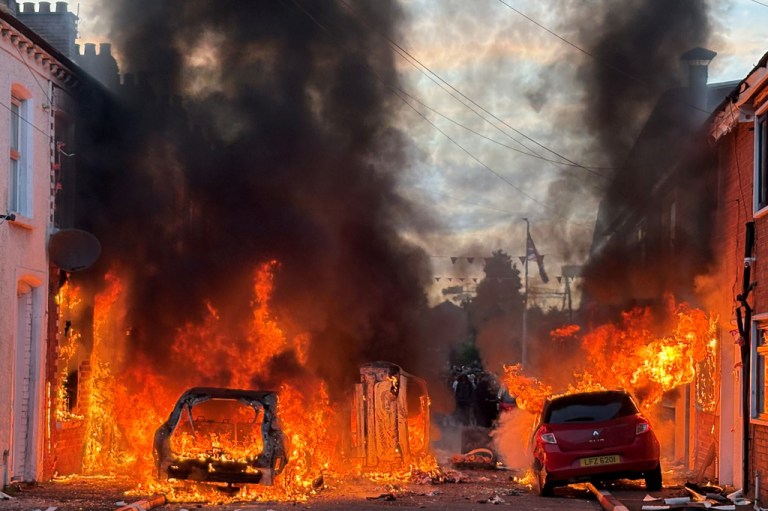 Fires rage in Belfast in protest of a recent attempted beheading perpetrated by an illegal migrant