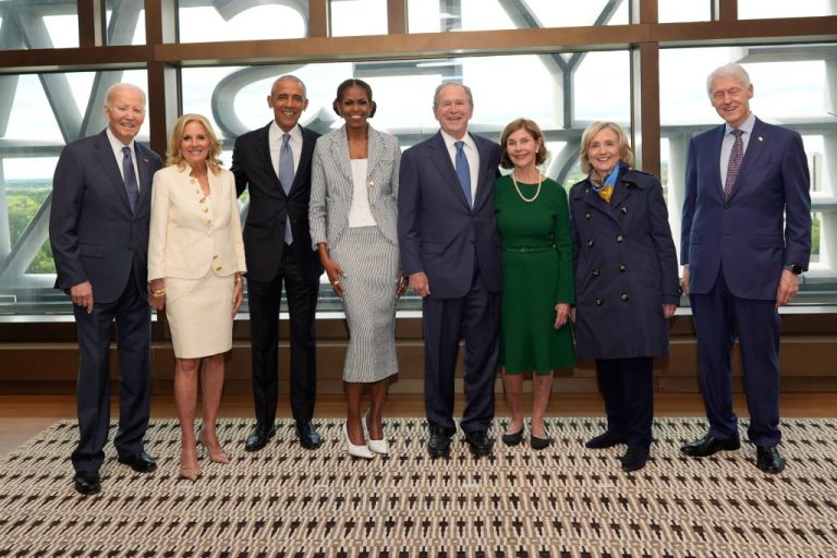 All former presidents and first ladies at at Obama Presidential Center