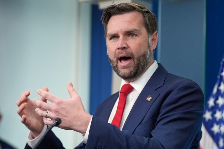 Vice President JD Vance talking at White House briefing room