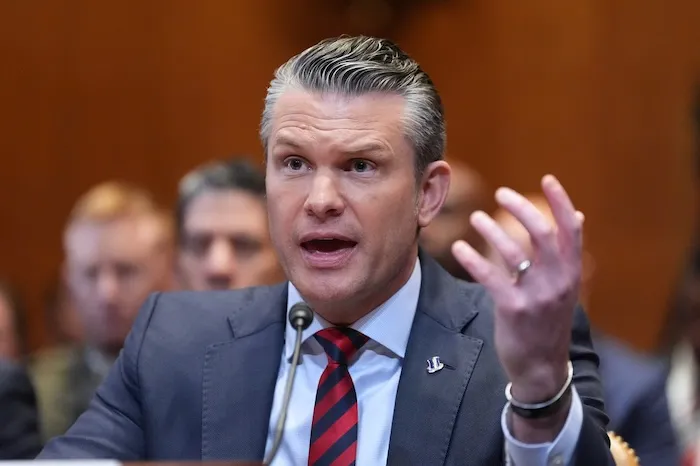 Pete Hegseth testifies at a Senate Appropriations subcommittee hearing, May 12, 2026, in Washington.