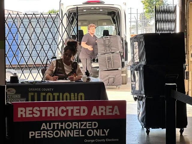 Orange County election processing center, Nov. 4, 2025. (Barnini Chakraborty/Washington Examiner)