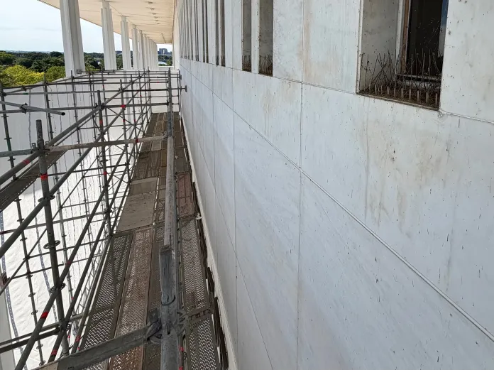 The exterior wall of the Kennedy center