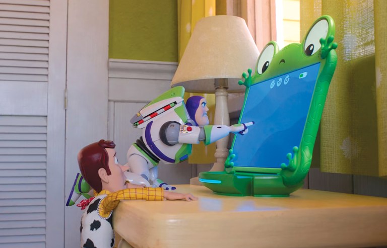 Sheriff Woody, Buzz Lightyear and Lilypad in 'Toy Story 5.' (Courtesy of Disney-Pixar)