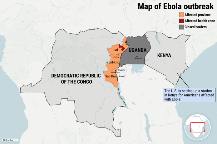 Map of current Ebola outbreak