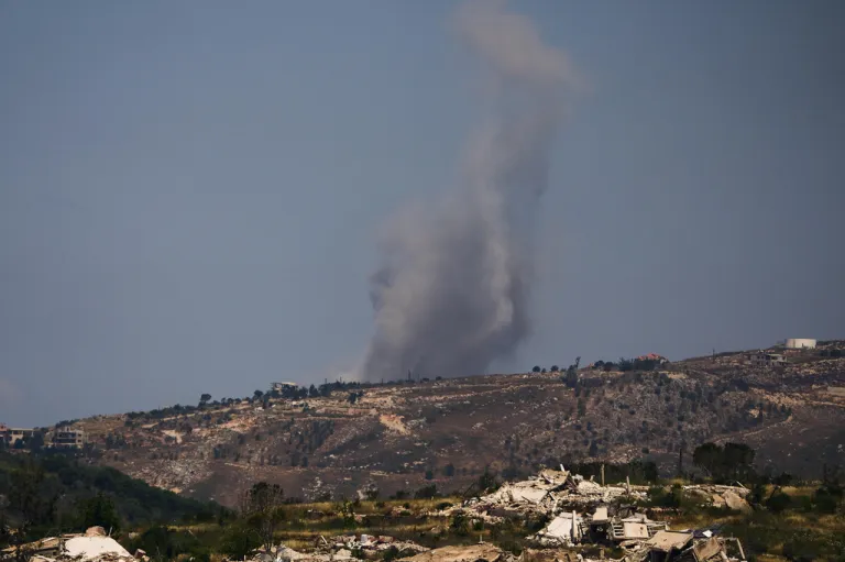 Smoke rises following an Israeli Air Force bombardment in southern Lebanon as seen from northern Israel.