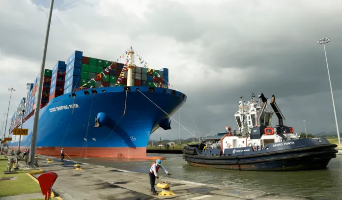 Chinese container ship at the Panama Canal