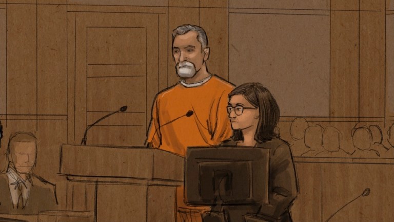 This courtroom sketch shows Vance Boelter.