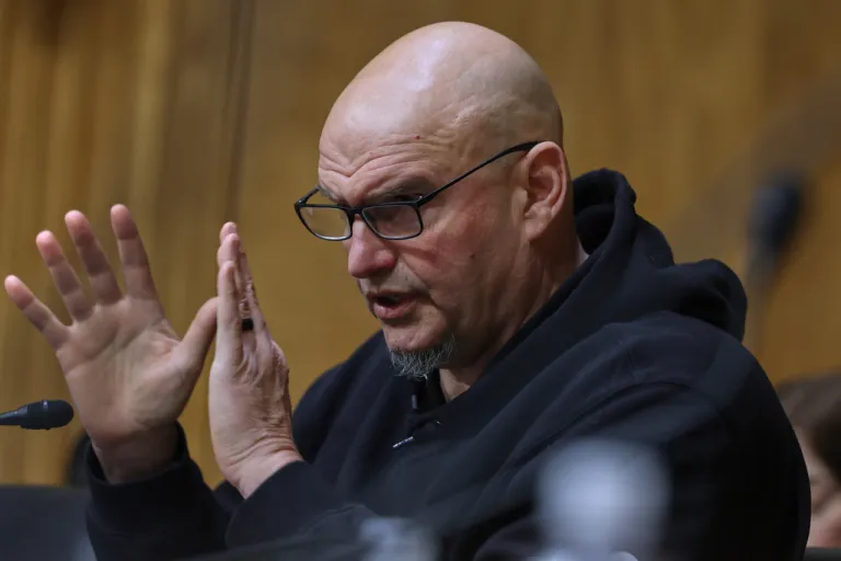 Sen. John Fetterman, D-Pa., speaks during a Senate Homeland Committee hearing on Capitol Hill.