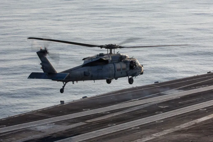 Navy searching for one crew member of helicopter that conducted emergency landing in Arabian Sea