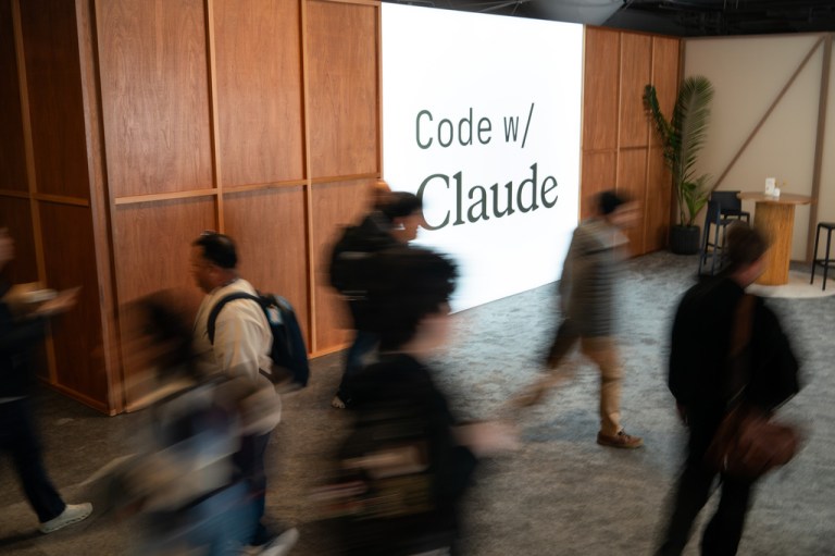 Code with Claude marquee sign at Anthropic's Code with Claude developer conference.
