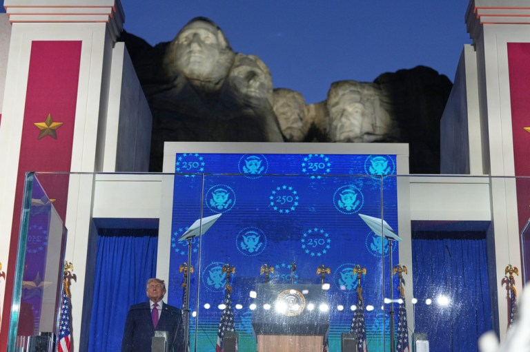 President Donald Trump arrives to speak at Mount Rushmore National Memorial, Friday, July 3, 2026, near Keystone, S.D.