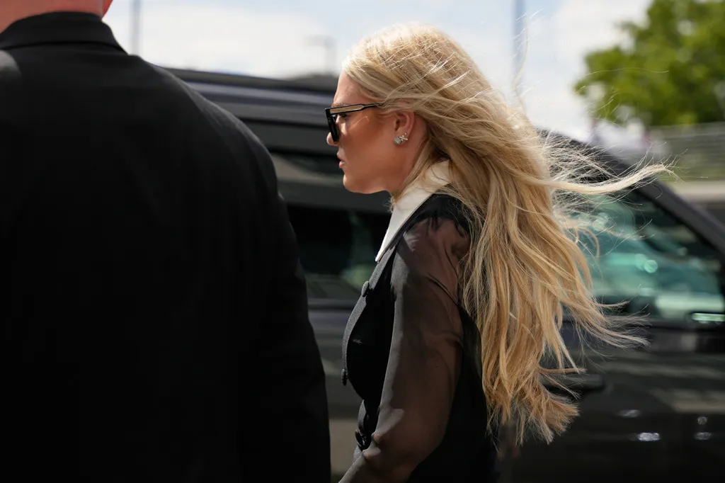 Erika Kirk leaves the 4th District Courthouse.