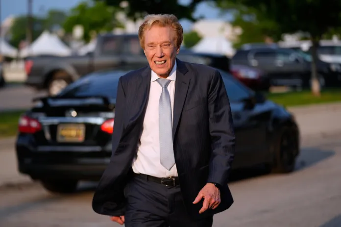 Republican gubernatorial primary candidate Perry Johnson leaves an event after speaking with voters Monday, July 20, 2026, in Port Huron, Mich.