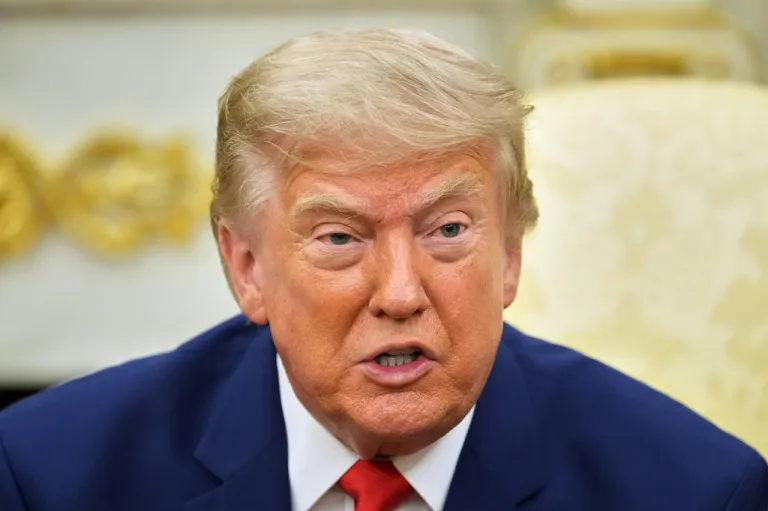 President Donald Trump speaks during a meeting with Lebanese President Joseph Aoun.