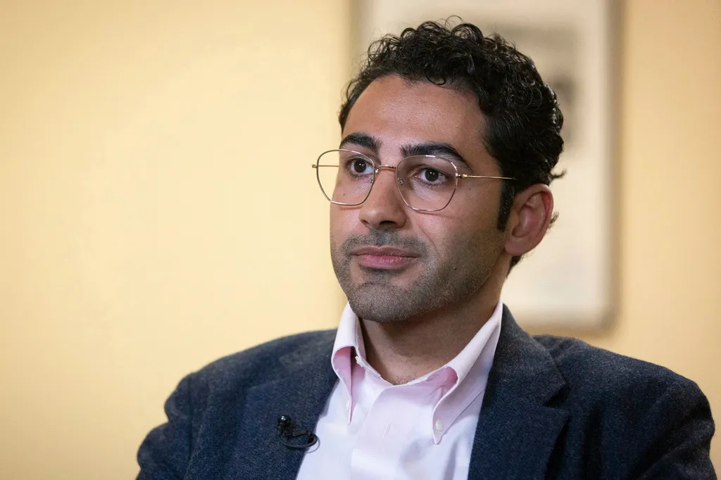 Mohsen Mahdawi speaks during an interview at the ACLU of Vermont.