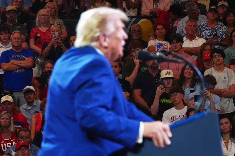 President Donald Trump predicted Wednesday that Democrats will force another government shutdown before the 2026 midterm elections in November. (AP Photo/Julia Demaree Nikhinson)