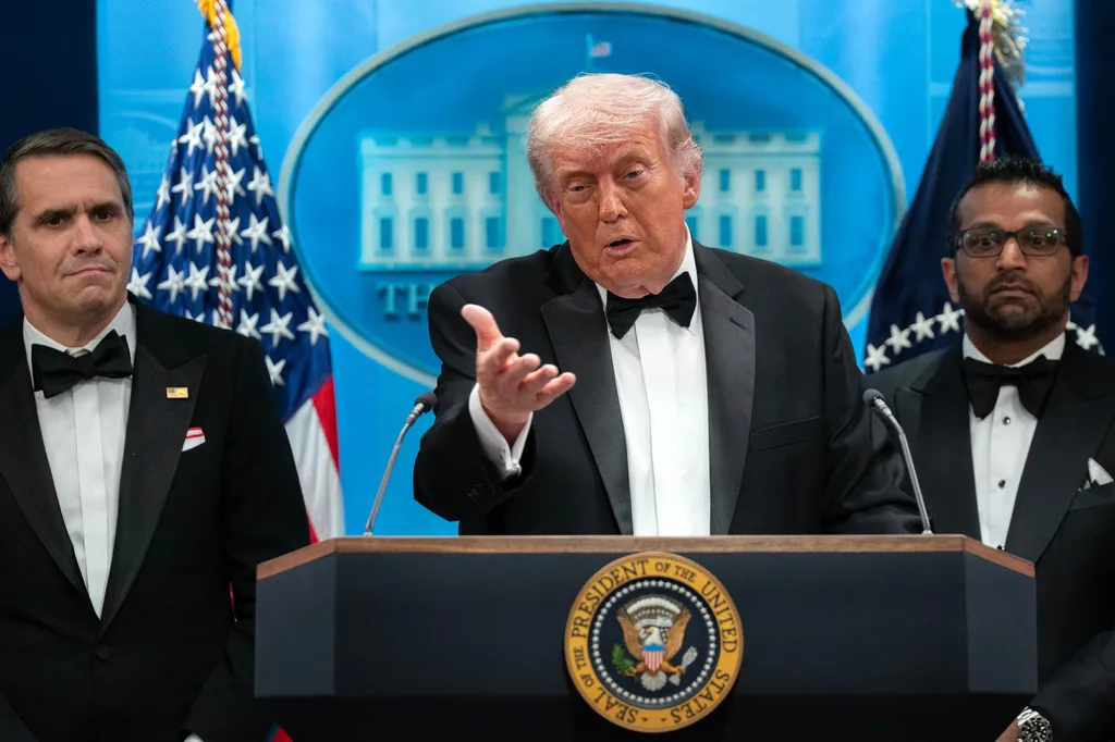 Trump speaks after a shooting at the WHCA dinner.